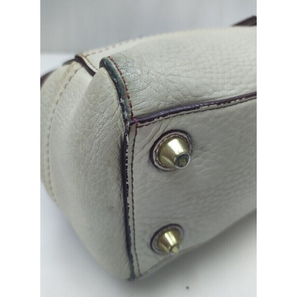 Coach Hampton Ivory Pebbled Leather Tassel Double Handle Satchel Bag - Picture 6 of 14